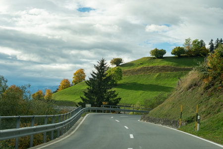 Arosa area , Switzerland, October 12, 2024 Colorful scenery on the road in autumn