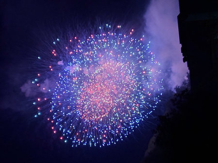 Vaduz, Liechtenstein, August 15, 2025 Amazing firework show during the national holiday celebrationの写真素材