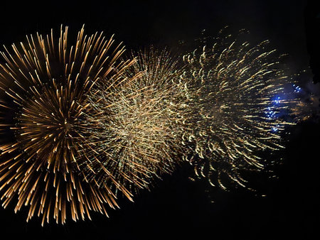 Vaduz, Liechtenstein, August 15, 2025 Amazing firework show during the national holiday celebrationの写真素材