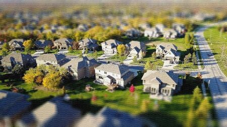 aerial view neighborhood real estateの写真素材