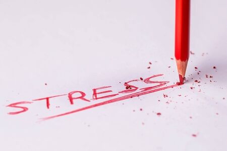stress broken pencil white backgroundの写真素材