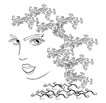 Woman s head fashion drawing designのイラスト素材