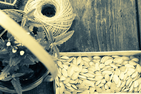 Natural textured wooden background. Uncooked organic raw food compositionの写真素材