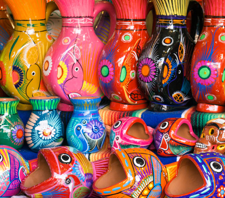 Colorful Mexican ceramic artの写真素材