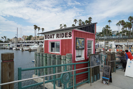 Ticket kiosk for boat rides around the marina in Redondo Beach.のeditorial素材