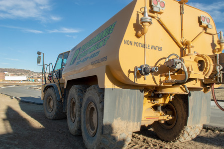 Castle Rock, Colorado / United States - October 28, 2018: Non-Potable Water Tanker Truck at Construction Siteのeditorial素材