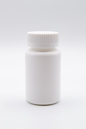 Blank white medicine bottle isolated on white backgroundの写真素材