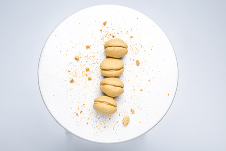 French macarons on white boardの写真素材