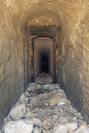 Corridor of an abandoned second world war bunker in Croatiaの写真素材