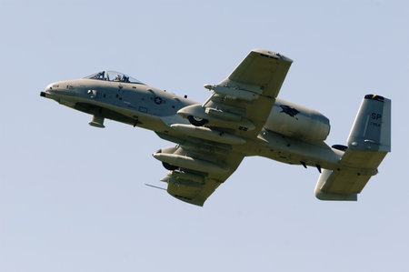 Lesce, Slovenia, August 15, 2009: Flight of US Air Force A-10 Thunderbolt II Warthog scaled RC model...