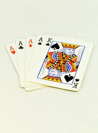 Fiver poker cards with four aces and a kingのeditorial素材