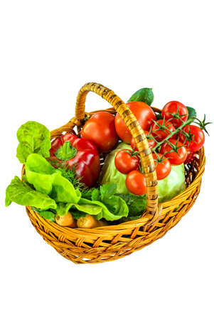 Fresh vegetables in a barn on a white background..Proper nutrition.の写真素材