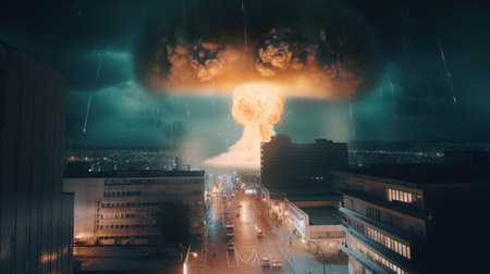 nuclear explosion in the city generative aiの素材