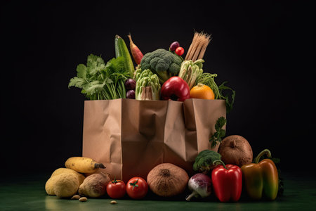 eco products in a paper bag. eco products. generative AI,の素材
