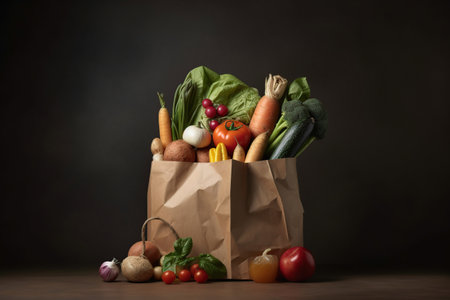 eco products in a paper bag. eco products. generative AI,の素材
