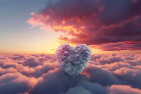 heart-shaped cloud at sunrise. concept of love.. generative ai.の素材