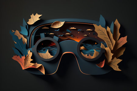 cardboard style. glasses of virtual reality. VR generative ai.の素材