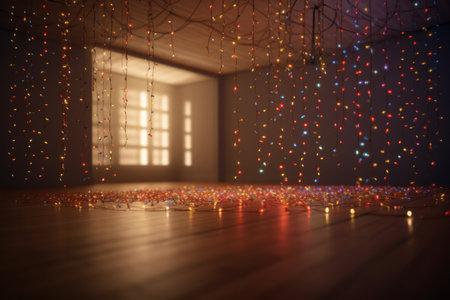 Christmas background with balls and garlands. place for text. christmas decoration. generative ai.の素材