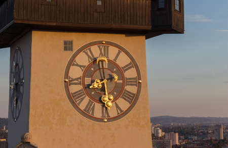 The clock tower of Graz, Austria