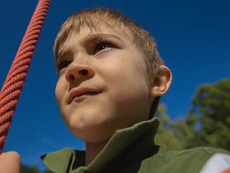 Climb and jump close up of a childの写真素材