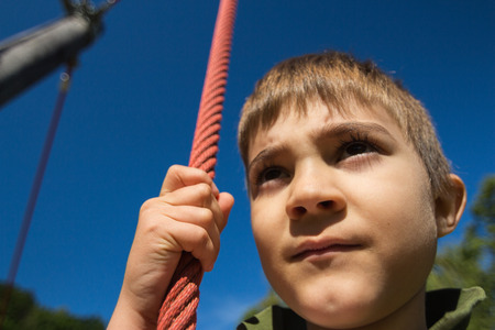 Climb and jump close up of a childの写真素材
