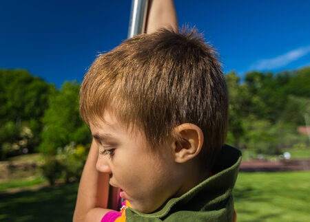 Happy child tried Test of Courageの写真素材