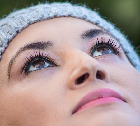 Closeup shot of woman eye with day makeupの写真素材