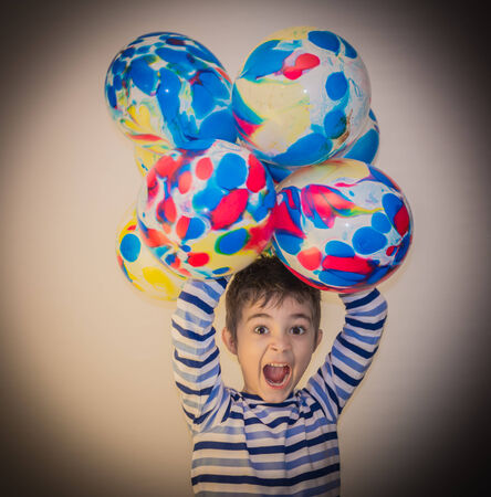 Furious Child roars and has fun doingの写真素材