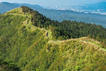 A famous windy trail on WuFenShan mountain in Taipei, Taiwan.の写真素材