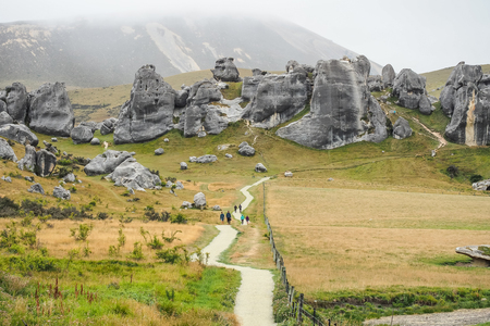 Castle Hill, the Kura Tawhiti Conservation Area, at the Arthurs National Park in New Zealand.の写真素材