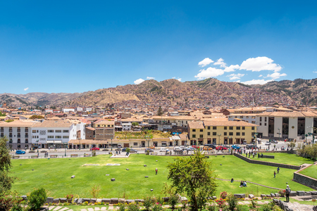 Aerial View of Cusco cityscape from the Qurikancha Temple. (PERU)の写真素材