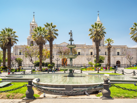 Arequipa plaza de armas - Oct 3, 2017 - the main square in Arequipa City, Peru.のeditorial素材