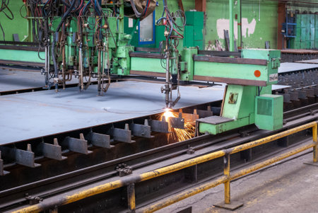 Metal Cutting Machine in Factory Hall