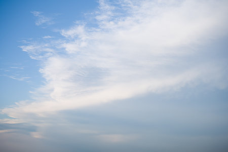 Blue Sky with Wispy Cloudsの写真素材