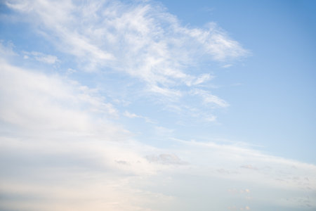 Blue Sky with Wispy Cloudsの写真素材