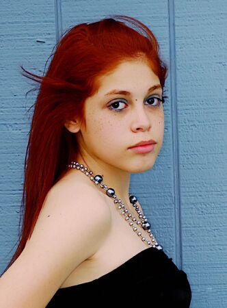 Portrait of a beautiful red head little girl, close upの写真素材