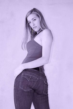 Fashion Model posing in jeansの写真素材