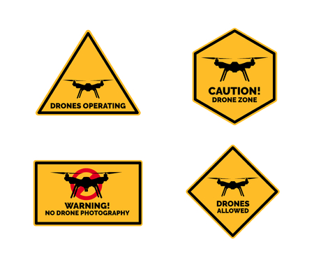 Yellow Black Drone Signs Vector Illustrationのイラスト素材