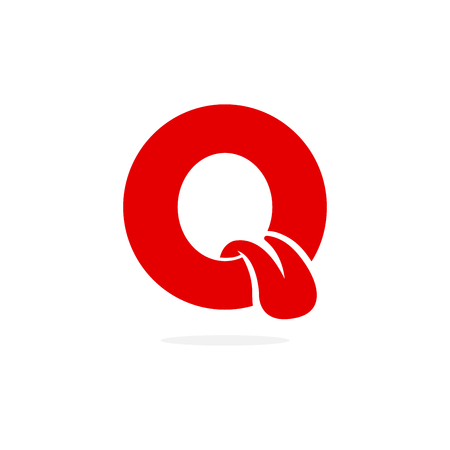 Vector Logo of Letter Q. Q letter Logo Design With Tongueのイラスト素材