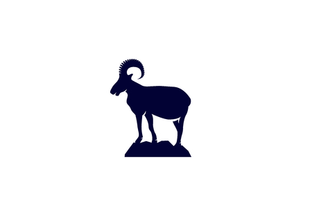 Vector Logo Of Wild Ram Silhouette On Mountainのイラスト素材