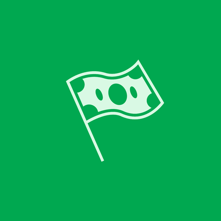 Financial Freedom Vector Icon Logo. Green Flag and Dollar Bill.のイラスト素材