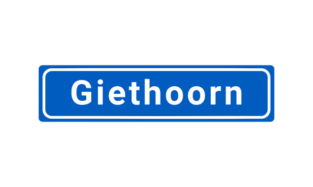 Blue And White Vector City Sign Of Giethoorn In The Netherlandsのイラスト素材
