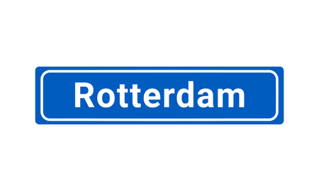 Blue And White Vector City Sign Of Rotterdam In The Netherlandsのイラスト素材