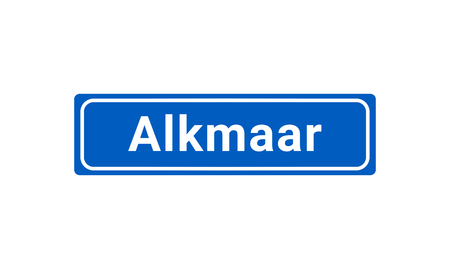 Blue And White Vector City Sign Of Alkmaar In The Netherlandsのイラスト素材