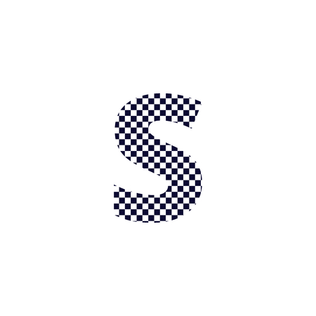 S Checker Pattern Letter Logo Design. Black And White Checkered Logo Letter Icon Vector Design.のイラスト素材