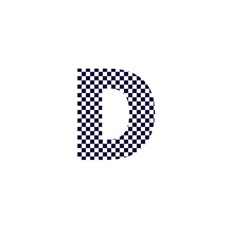 D Checker Pattern Letter Logo Design. Black And White Checkered Logo Letter Icon Vector Design.のイラスト素材