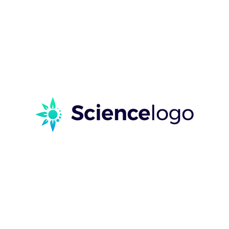 Vector Illustration Of Leaves With Atom. Biotech Logo.のイラスト素材