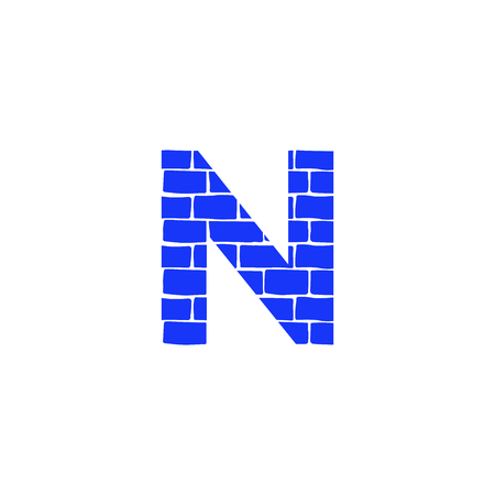 Bricklayer Vector Logo Letter N. N Letter Design Vectorのイラスト素材