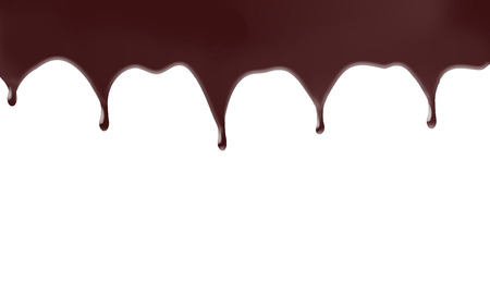 Chocolate, melting and dripping is at the top of the page that can be used as a background image.  This is an illustration.の写真素材