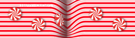 Candy striped design with swirling red and white peppermint hard candy illustrates the Christmas holiday theme. Background image. This is an illustration.の写真素材